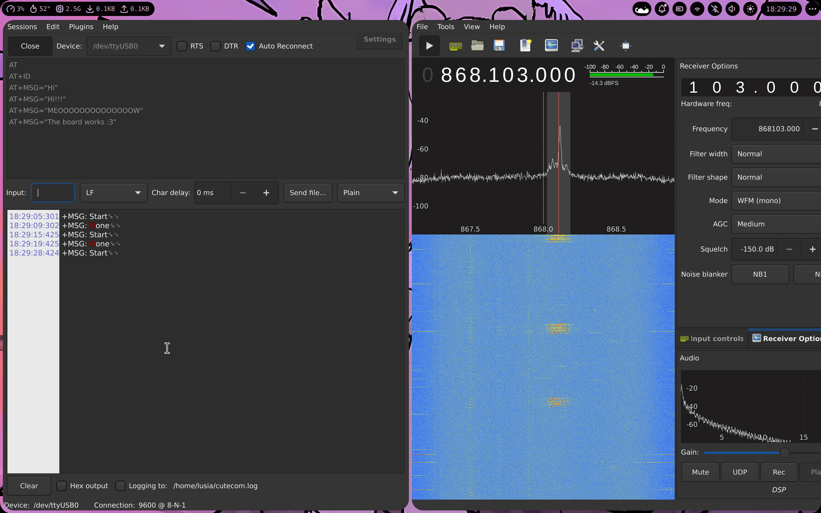Cutecom and SDR output